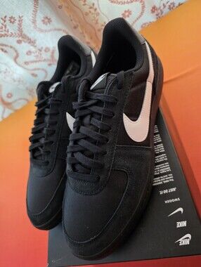 Nike Black  Field General Sneakers with White Swoosh